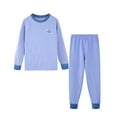 thumbnail image 2 of WRKEKC Kids Thermal Underwear Set 2-13 Years Cotton Striped Crew Neck Long Sleeve Top and Pants Two-Piece Warm Winter Set, 2 of 3