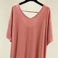 thumbnail image 2 of Fengqque Women Modal Nightgowns U Neck Short Sleeve Side Slit Loose Solid Color Midi Nightgown Pink XL, 2 of 5