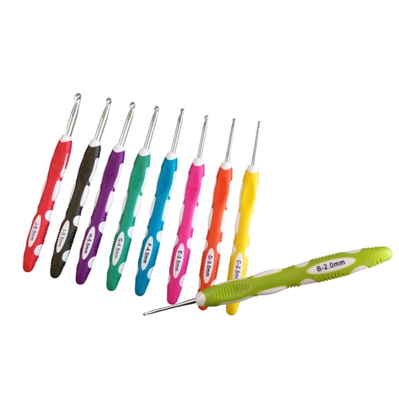Raindrops 9Pcs Plastic Crochet Hook Set Aluminum Handles Knitting Needles Weave Craft Yarn Crochet Needles Knitting Sewing Tool Size