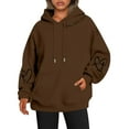 thumbnail image 1 of Sweat à Capuche Réversible Imprimé pour Femmes avec Poches Manches Longues Décontracté 100 pour Cent Polyester Vêtements d'Automne pour Adolescentes Petit Sweat à Capuche pour Femmes avec Fermeture Éclair, 1 of 3