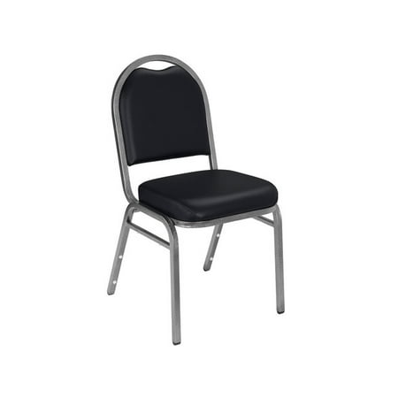 Vinyl Padded Stack Chair - NPS® 9200 Series Premium Vinyl Upholstered Padded Stack Chair, Panther Black/Silvervein (2 Pack)