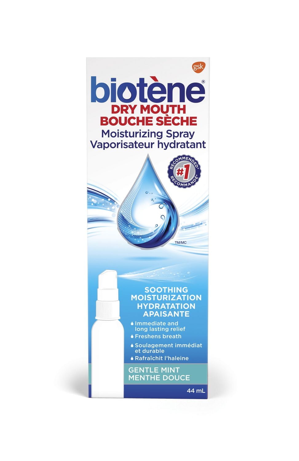 Vaporisateur hydratant biotène pour la bouche sèche 44 ml Menthe douce