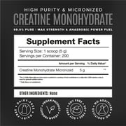 BIRDMAN Micronized Creatine Monohydrate Powder, Vegan, Caffeine-Free, 200 Servings, 2.2 lb