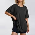 thumbnail image 5 of Women Oversized Short Sleeve Tshirts Summer Round Neck Tops High-Low Hem Tee Shirts for Workout Causal, 5 of 8