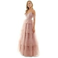 thumbnail image 3 of Say Yes to the Prom Juniors' Pink Pleated Mesh Tiered Gown Dress, 3 of 4