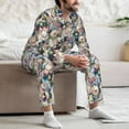 thumbnail image 7 of Naloa Colorful Flowers Men’s Pajamas Set - Long Sleeve Button Down Sleep Shirt and Pajama Bottoms Sleepwear Set-Small, 7 of 7