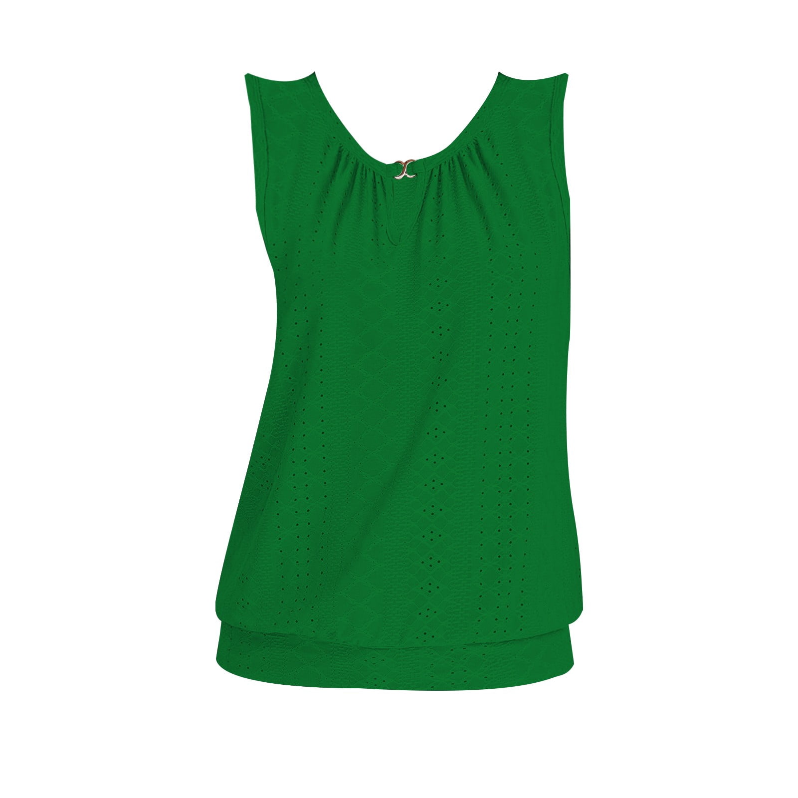 JFGHDG Women's Textured Eyelet Fabric Embroidery Sleeveless Tank