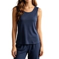 thumbnail image 2 of Blmnix Women Pjs Sets Plus Size Pajamas Bamboo Pajamas Sleep Tops Pjs Gray Crew Neck Loose Sleeveless Regular Spring Pajamas for Women Set,XXXXL, 2 of 5