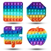 Enovoe Pop Fidget Toys - 4 Pack, Push Pop Toys for Kids and Adults - Rainbow Bubble Fidget