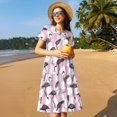 thumbnail image 4 of Disketp Pineapple Flamingo para Vestido de Manga Corta para Mujeres, Vestidos de Verano para Mujeres, Casual y Holgado para la Playa, 4 of 6