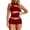 Red, variant on Women’s 2 Piece Outfits Sleeveless Crew Neck Cut out Crop Top Bodycon Shorts Set Y2k Solid Color Stretchy Slim Fitted Summer Matching Sets for Night out Club Party Wear Wine L
