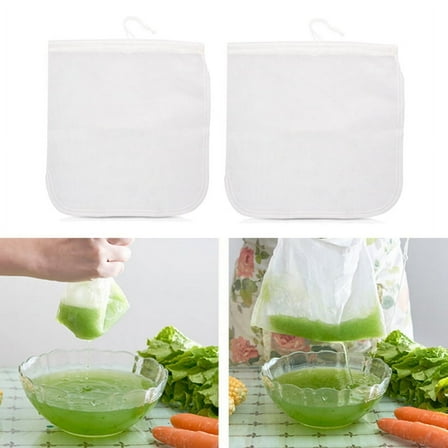 WHAMVOX Reusable White Nylon Mesh Bag with Fine Mesh Design for Home Use Ideal for Nut Milk Coffee Juice 23x30cm