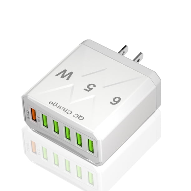 Cargadores de pared de 6 puertos Cargador de teléfono USB ligero para iPhone 14 13 12 Huawei FLhrweasw Nuevo