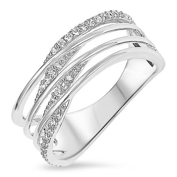 Sterling Silver 925 Curvy Crossover Ring