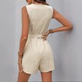 thumbnail image 6 of Bzhegqhd Summer Sleeveless V-Neck Stripe Fashion Buttons Pockets Short Jumpsuit for Women, 6 of 6