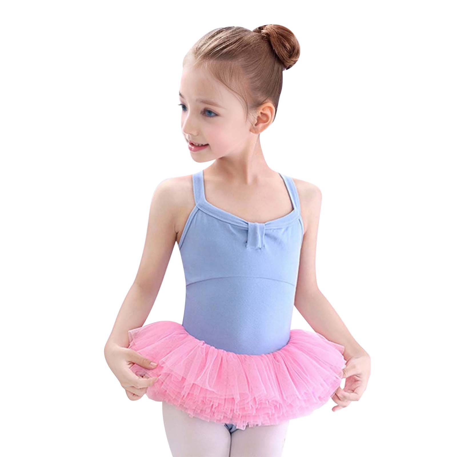 Toddler Girls Suspenders Glitter Dance Ballet Tutu Leotard