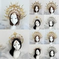 thumbnail image 4 of Women Girl Headdress Parts Vintage DIY Crown Material Kits Gothic Lolita Tiara Sun Goddess Headwear Wedding Headpiece 03, 4 of 8