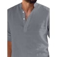 thumbnail image 3 of DYMADE Men Daily Beach Style V-neck 3/4 Sleeved Shirt, 3 of 4