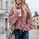thumbnail image 1 of Suéter Grueso Suéter de punto grueso para mujer Suéter suelto de color sólido Ropa de calle de manga larga suave Cgtredaw Rosa M para Mujer, 1 of 1