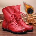 thumbnail image 3 of botas de mujer de cuero suave, zapatos cortos Retro de cuero suave para niñas, botas planas antideslizantes de tubo corto, botas de algodón de suela blanda, 3 of 5