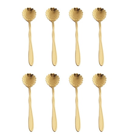 

Stainless Steel Tableware 8 Pack Creative Flower Coffee Spoon Dessert Spoon Sugar Spoon for Stirring Mixing Cafe or Bar