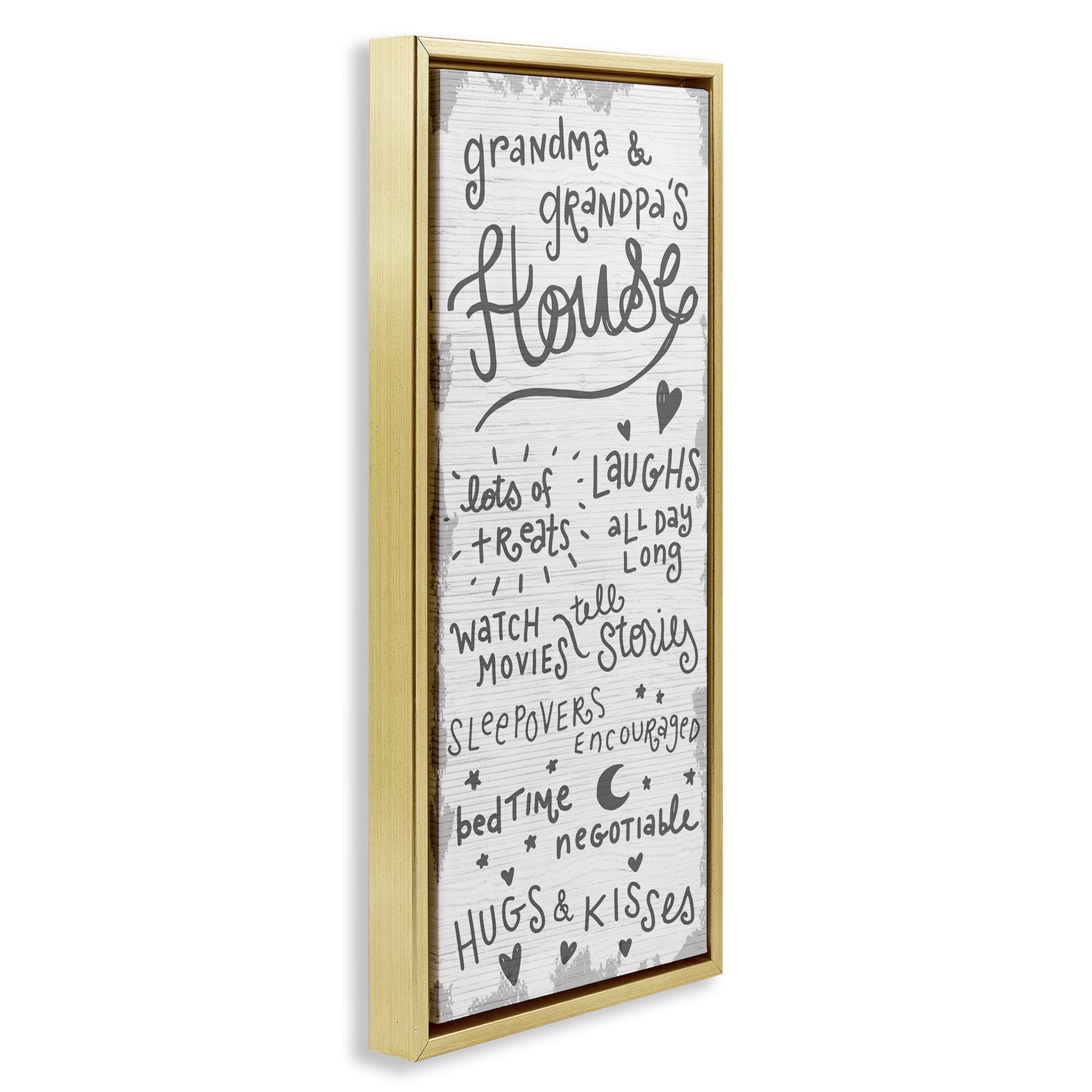 Stupell Industries Grandparents House Fun Family Inspirational Painting Gold Floater Framed Canvas Art Print Wall Art, 15 x 31