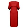 thumbnail image 4 of Bigersell Dress for Women Fashion Off Shoulder Sleeveless Solid Color Zipper Prom Knee-Length Dress Regular A-Line Dress Style 27589, Female Short Dresses Red XXL, 4 of 6