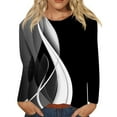 thumbnail image 2 of Gray Women's Long Sleeve T-shirt, Long Sleeve Shirts For Women Womens T Shirts Long Sleeve Crew Neck Shirts Basic Tee Sort Comfy Printed Tops Blouse,Women's Long sleeve T-shirt S, 2 of 5