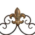 thumbnail image 4 of DecMode Bronze Metal Suspended Fleur De Lis Wall Decor with Scrollwork Hanger, 4 of 10