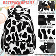 thumbnail image 2 of Herdesigns Black White Backpack with Lunch Box Fun Cow Print Farm Animal Lightweight Large Travel Work Laptop Backpacks Set Casual Daypacks, 2 of 8