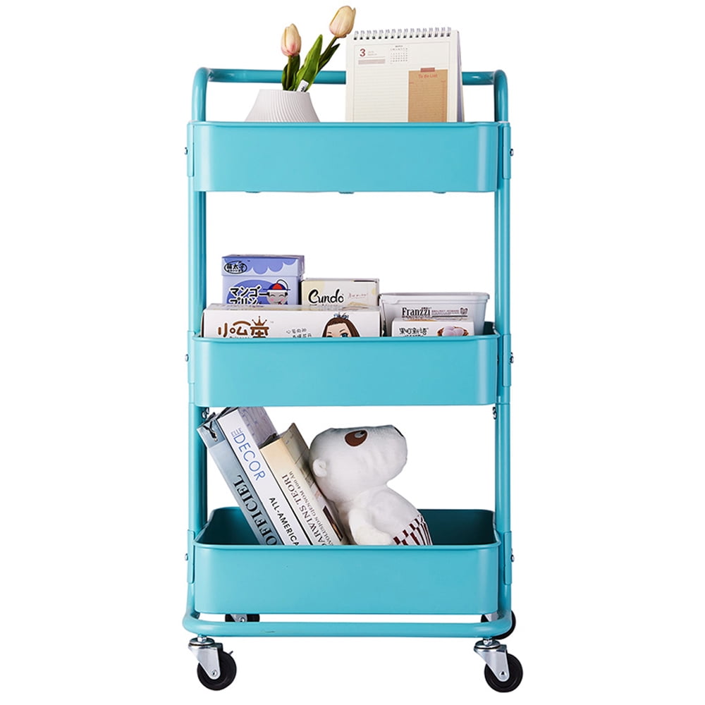Kepooman 3-Tier Kitchen Island for Home, Kitchen Cart on Wheels, Rolling Cart for Living Room, Bedroom, Bathroom, Storage Cart Movable Widen Rolling Storage Cart, Turquoise Kepooman 3-Tier Kitchen Island for Home, Kitchen Cart on Wheels, Rolling Cart for Living Room, Bedroom, Bathroom, Storage Cart Movable Widen Rolling Storage Cart, Turquoise