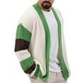 thumbnail image 3 of YYDGH Men's Cardigan Sweaters Shawl Collar Long Sleeve Open Front Knitted Sweater Capes Cable Knit Full Winter Coats Cardigans with Pockets Green XXL, 3 of 8