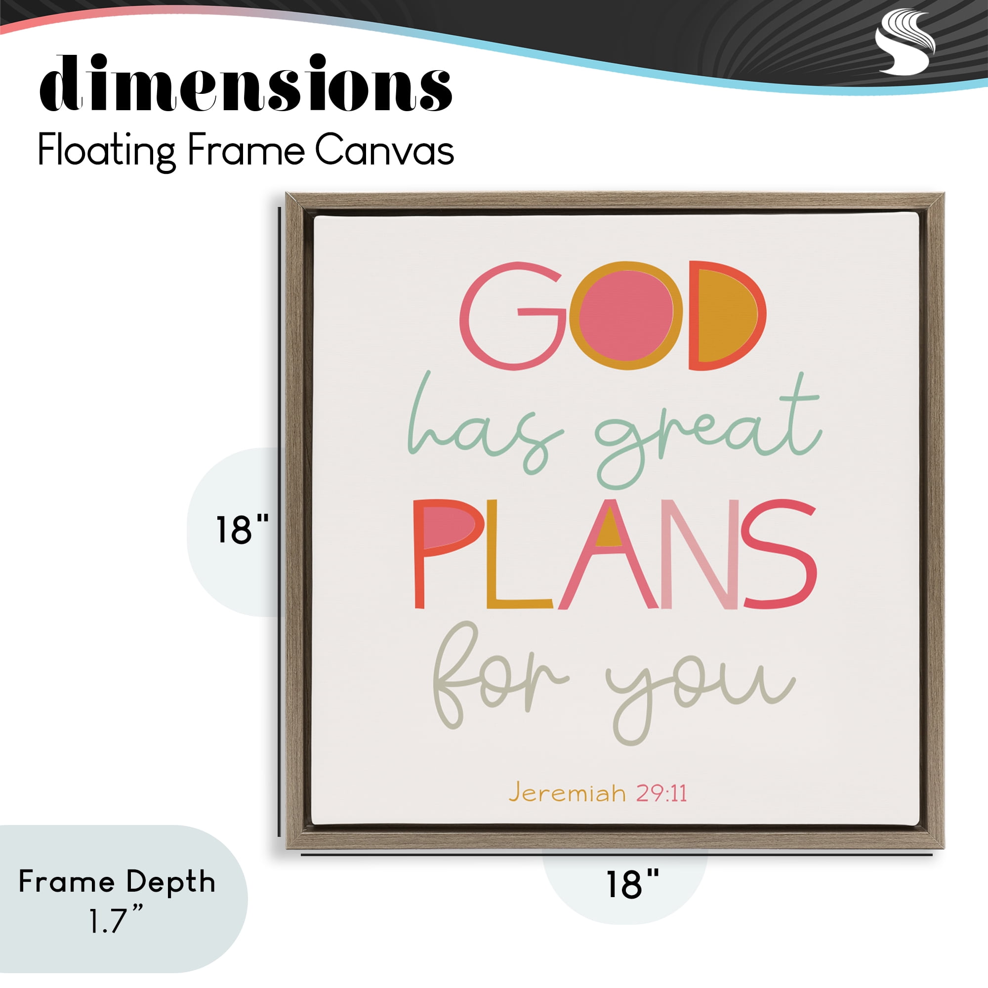 Stupell Industries God's Plans For You Brown Framed Floater Canvas Wall Art, design by SD Graphics Studio