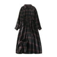thumbnail image 2 of BRGZLK Women's Plaid Midi Dress Classic Plaid Polo Collar Ruffled Vintage Long Sleeve Dress with Belt Spring Summer Casual Outfit Coffee XL, 2 of 5