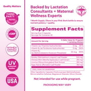 Pink Stork No Flow Support Supplement for Breastfeeding Moms, Thiamin, Mood and Energy, 60 Capsules