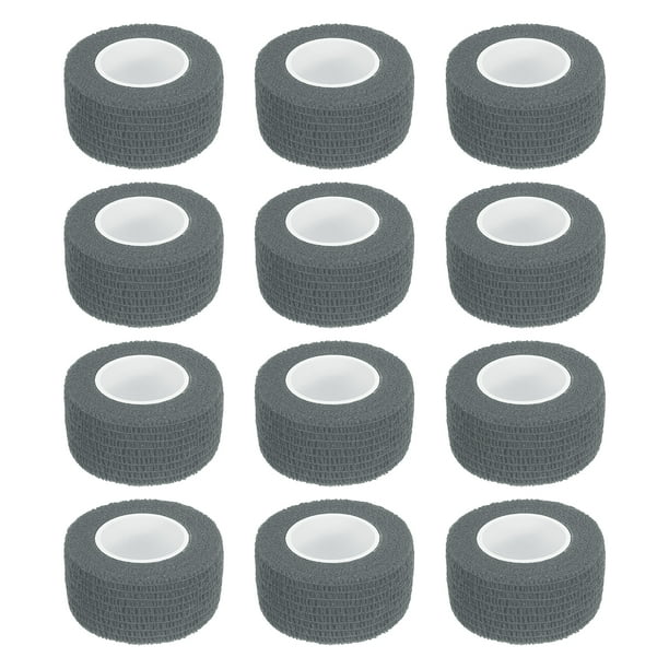 12 paquetes de venda cohesiva elástica 1 pulgada x 5 yardas cinta atlética autoadhesiva transpirable gris