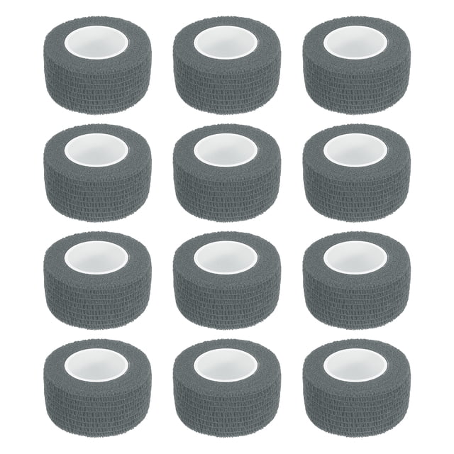 12 paquetes de venda cohesiva elástica 1 pulgada x 5 yardas cinta atlética autoadhesiva transpirable gris