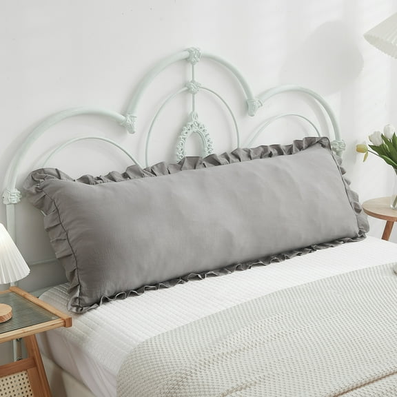 Move Over Light Grey Ruffle Body Pillow Sham 20x54 inches Ruffled Pattern Body Pillowcase 100% Washed Microfiber