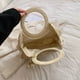 thumbnail image 3 of Bolsos De Mano Bolso de playa redondo de verano gran capacidad tejido a mano borla para fiesta (beige), 3 of 7