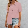 thumbnail image 5 of Tqcoqu Shirts for Women Puff Sleeve Button Down Summer Casual Fit Blouses Collared Work Tops,Pink,Women's S-XXL, 5 of 9