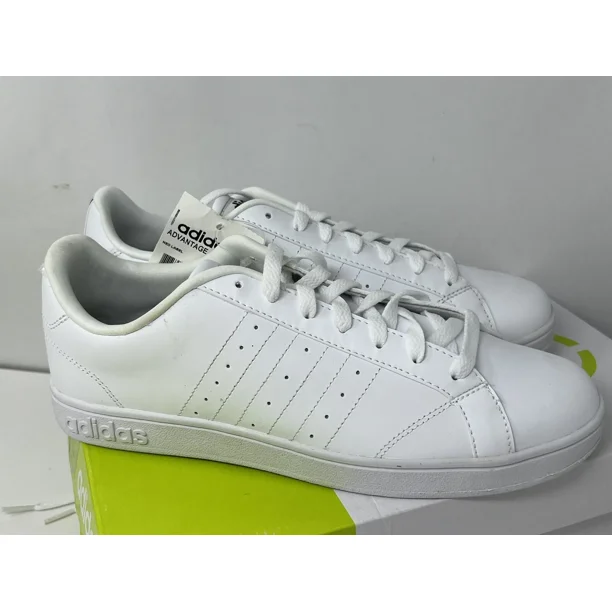 NEW Adi-das Clean VL White Green Mens 9.5 Leather Tennis Athletic Sneakers