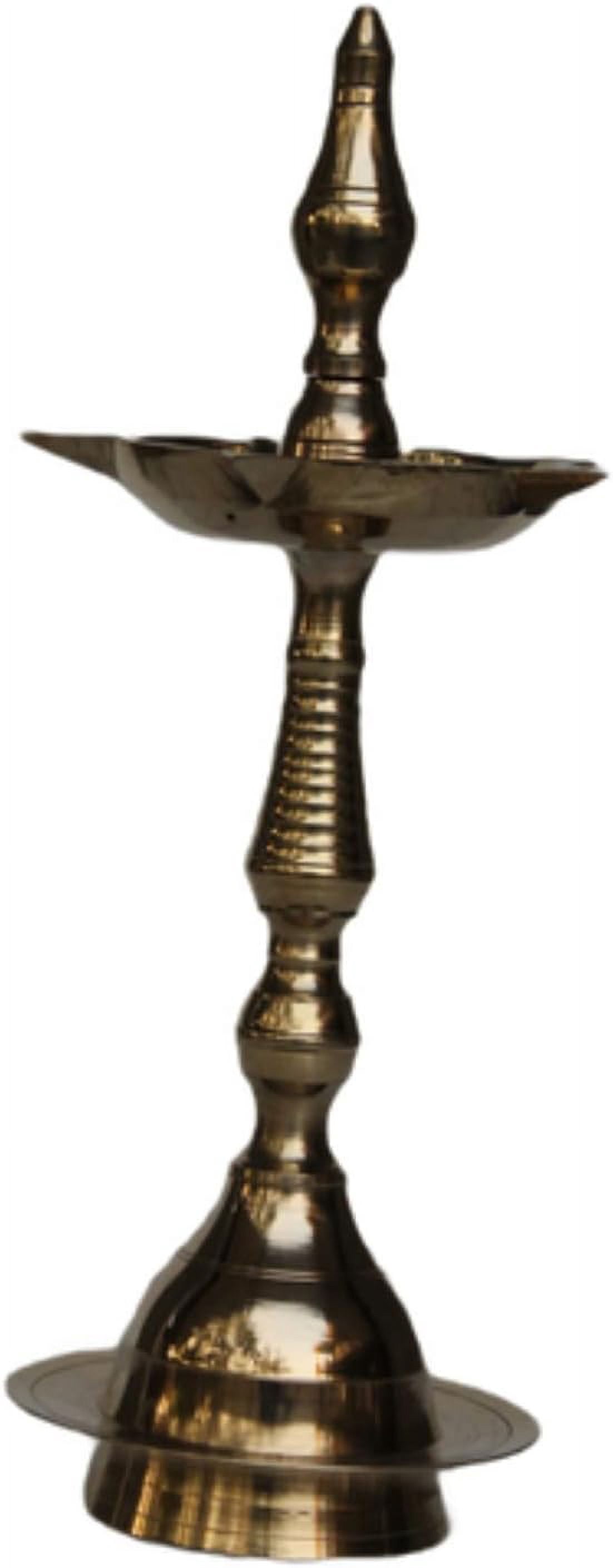 PARIJAT HANDICRAFT Handcrafted Brass Oil lamp - Diya for Pooja Diwali Purpose puja aarti Article Brass Pillar Diya: 5 face Mini Oil lamp (10.2)
