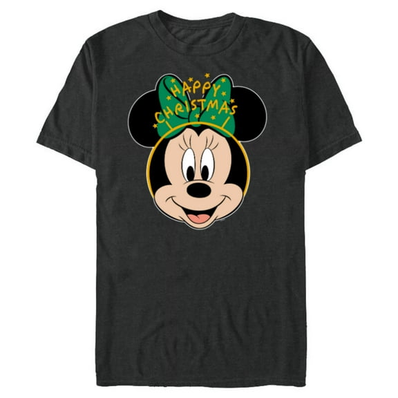 Disney Minnie Mouse Happy Christmas Holiday Headband - Short Sleeve Blended T-Shirt for Adults - Customized-Dark Heather