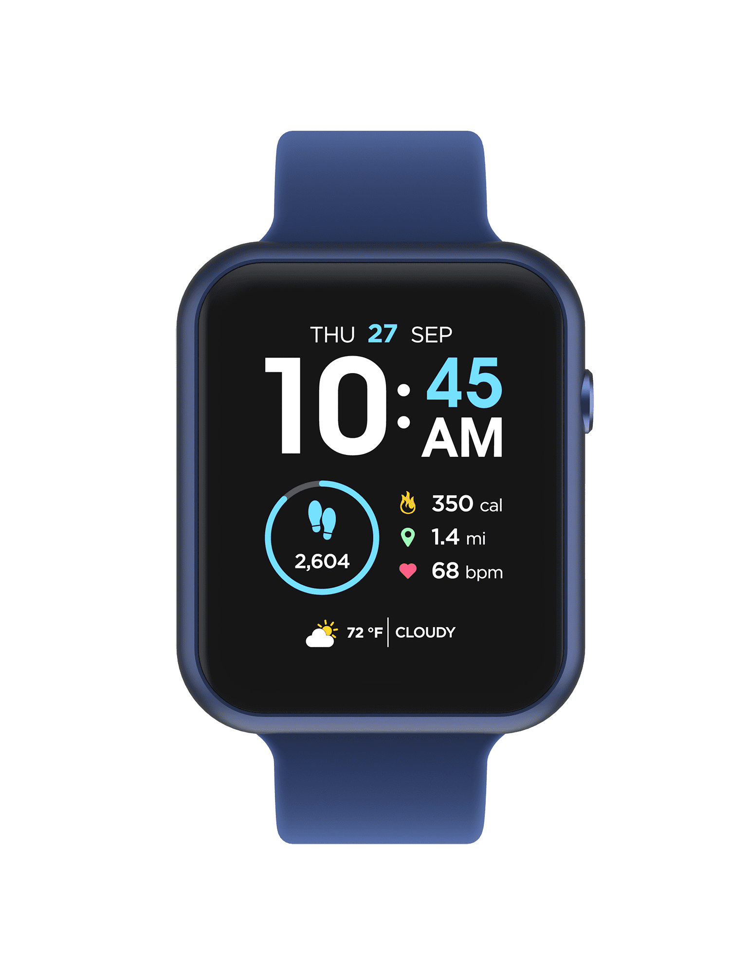 iTech Fusion 3 Unisex Adult Rectangular Smart Watch, Blue, Silicone Strap