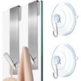 thumbnail image 1 of 2Pcs Extended Shower Door Hooks+2PCS PVC Suction Hook, 17.8cm Frameless Glass Towel Hanging Hooks -Silver, 1 of 8