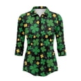 thumbnail image 2 of Uorisanigo Lucky Four Leaf Clover Women's Golf Shirt with3/4 Roll Sleeve Versatile Women's Dry-Fit Golf Polo Shirts Fashionable Comfortable Quarter Zip Athletic Tops for Workout Sports, 2 of 7