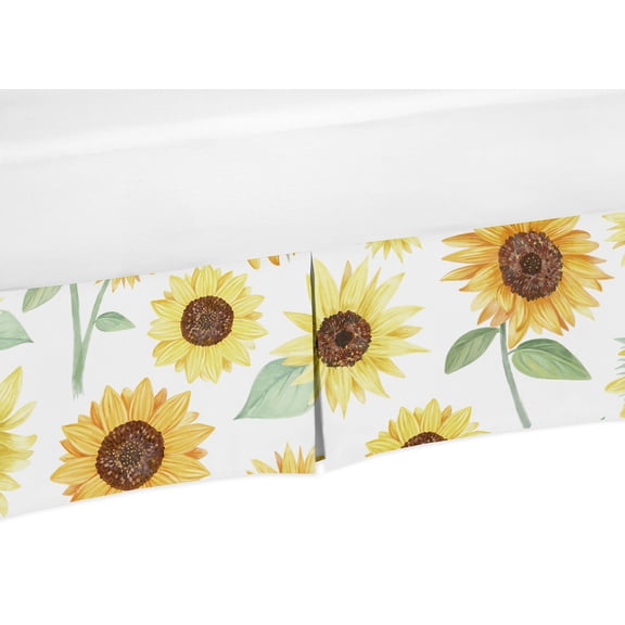 Yellow Sunflower Boho Floral Girl Baby Nursery Crib Bed Skirt by Sweet Jojo