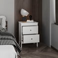 thumbnail image 2 of Tuhome Newcastle Nightstand Two Drawer And Open Shelf, Modern Bedside Table, White, 2 of 5