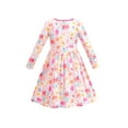 thumbnail image 2 of Robe Fille Douce Florale Rose à Volants avec Poche Manches Longues 4 Ans, 2 of 6