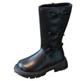 thumbnail image 5 of Girl's Knee High Riding Boots Cute Bow Side Zipper Chunky Lug Sole Winter Tall Boots Trendy Little Kid Big Kid Booties, 5 of 5
